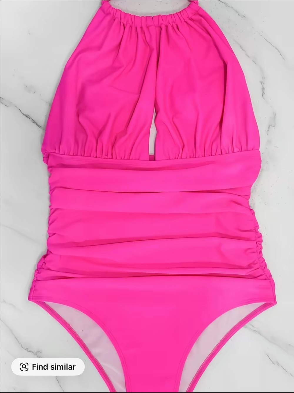 Girls Pink Halter One-Piece Swimsuit